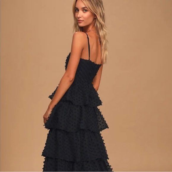 Lulus Flirting with you back Midi Tiered Dress Black Size XS - Picture 3 of 11